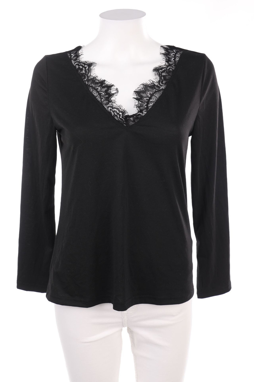 SHEIN - Longsleeve-Shirt mit Spitzen-Einsatz - M