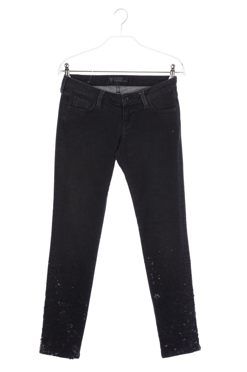 GUESS - Used Look Skinny-Jeans mit Pailletten - W25
