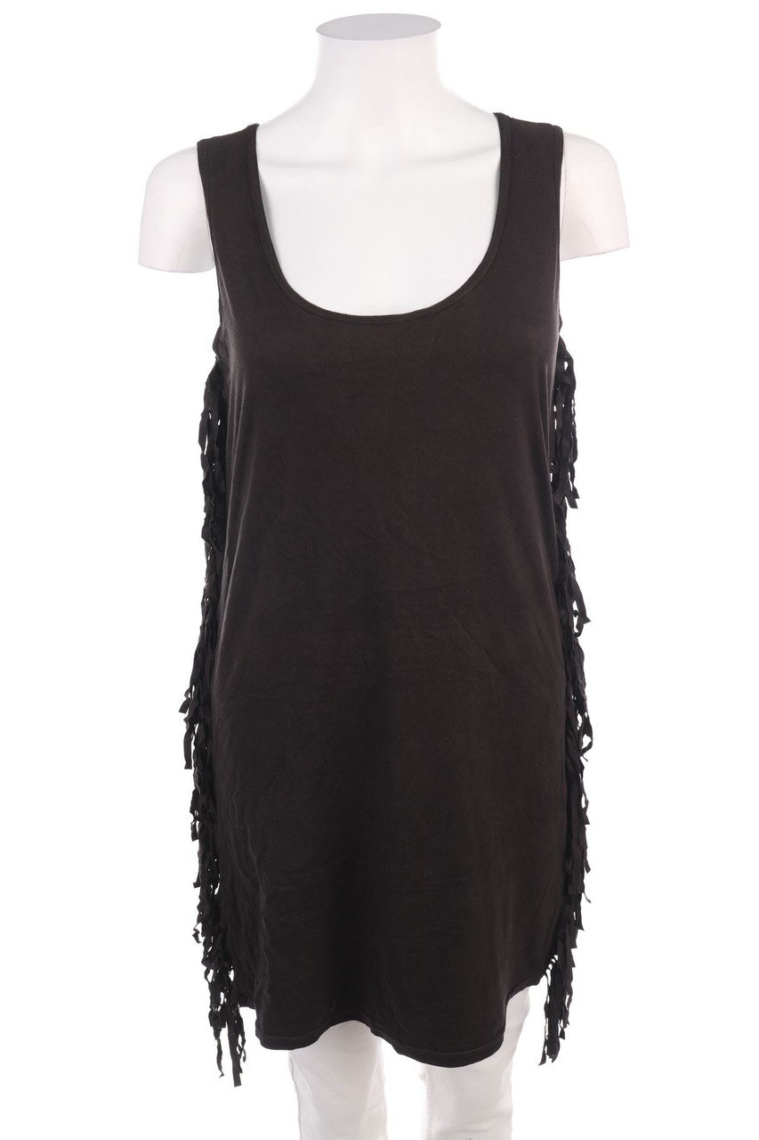 AVANT PREMIERE - Blouse Top, Faux Leather with Fringes - M