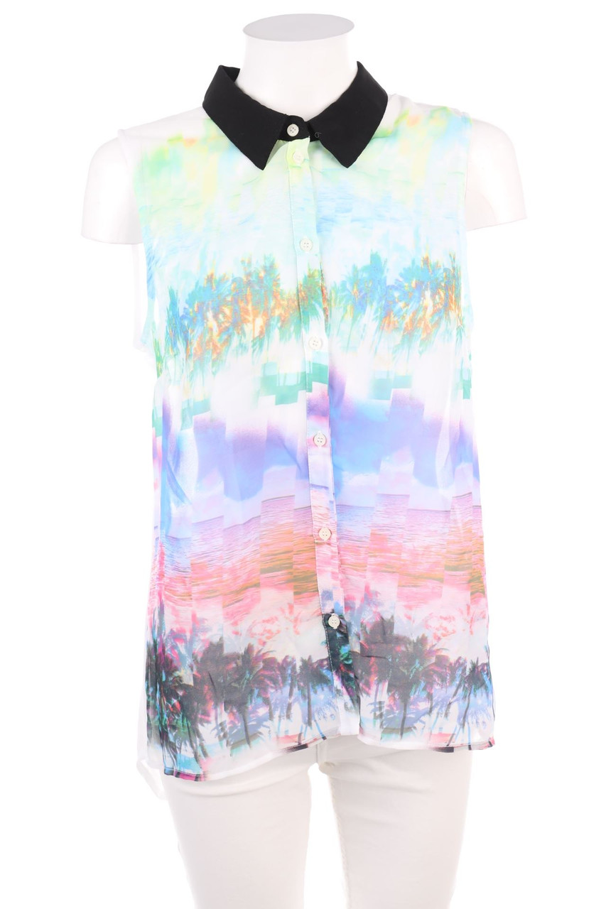 No Label - Sleeveless Shirt Blouse with Print - D 40