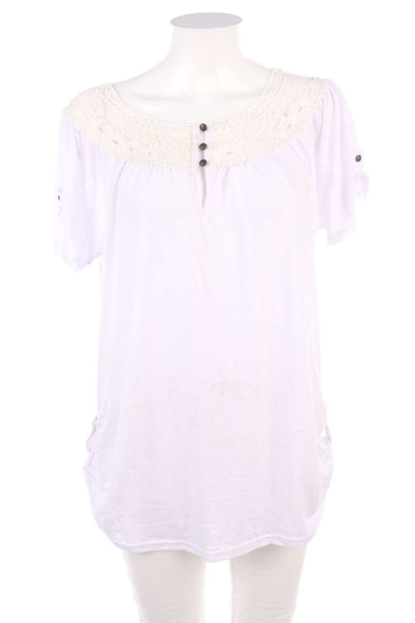 Y.Yendi - Shortsleeve-Shirt with Crochet Knit Details - S