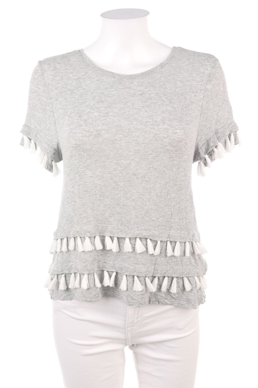 H&M - Kurzarm-Shirt mit Quasten - S