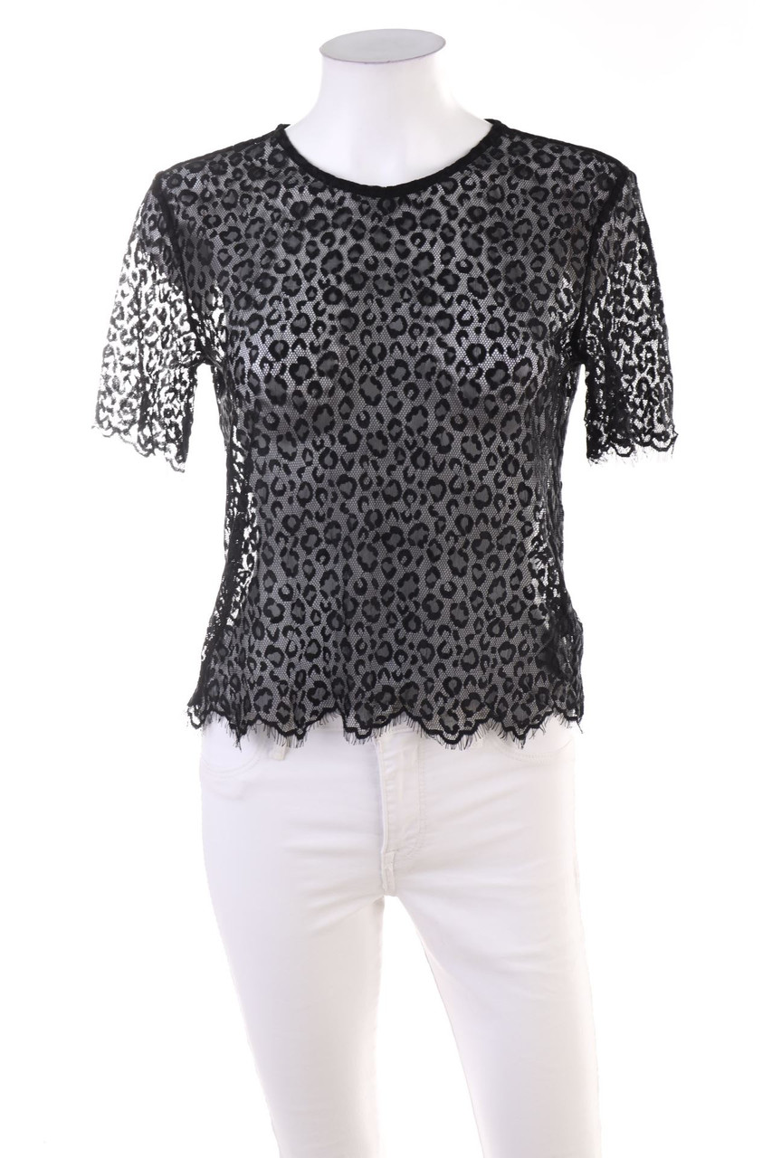 H&M - Mesh-Kurzarm-Shirt mit Animal-Print - XS