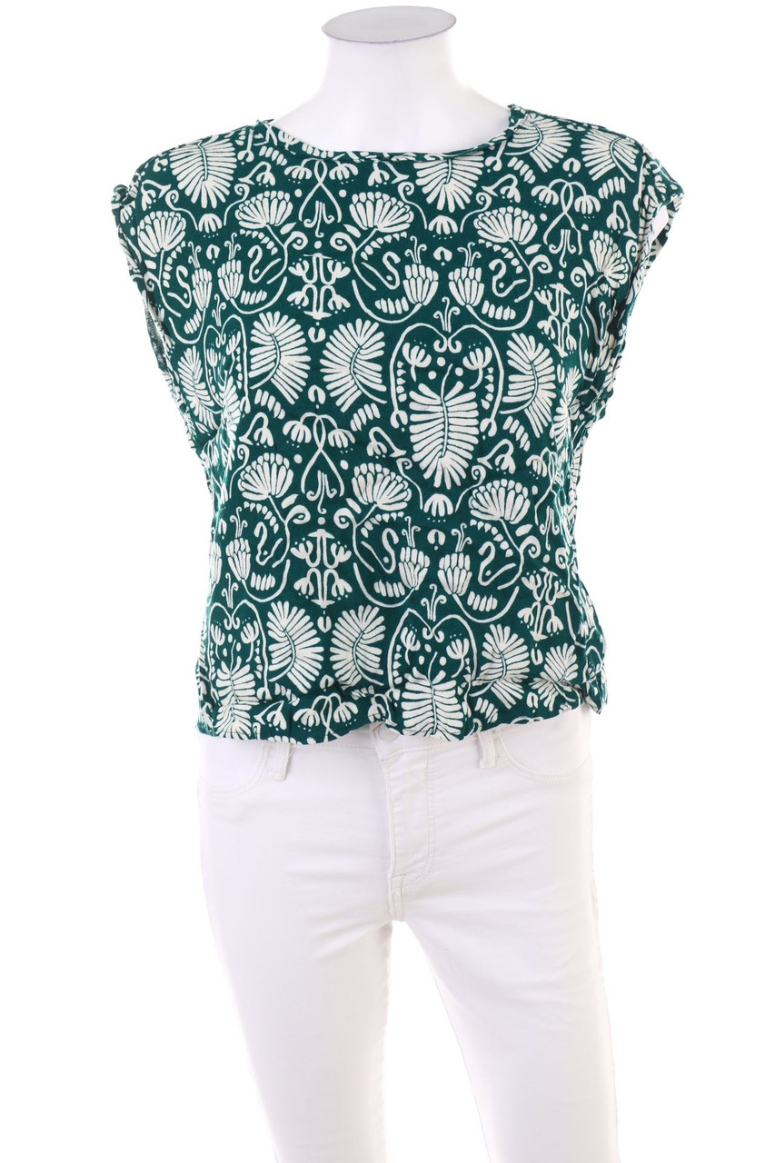 H&M - Kurzarm-Bluse mit floralem Muster - XL