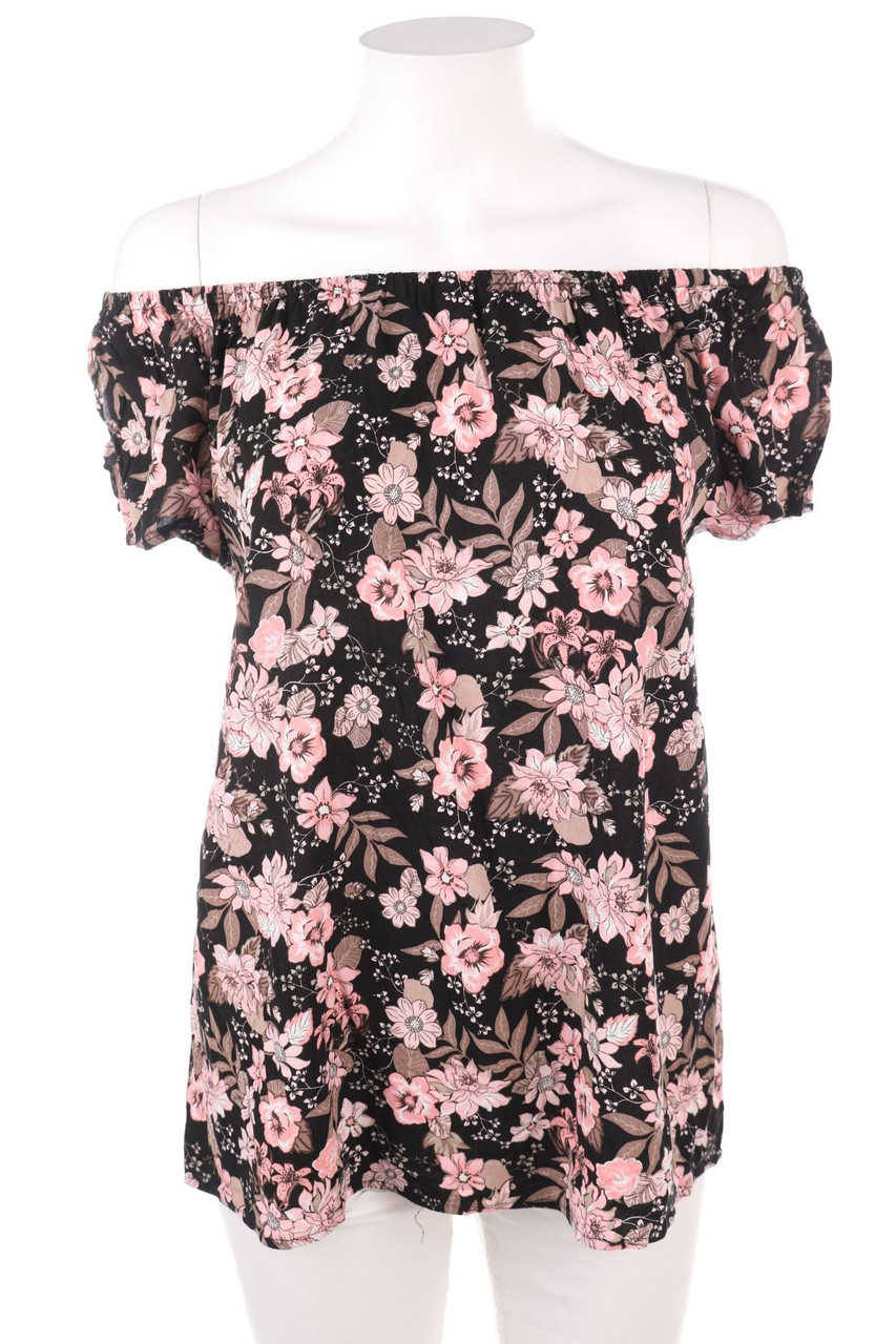 No Label - Carmen-Shortsleeve-Shirt with Flower Print - D 34