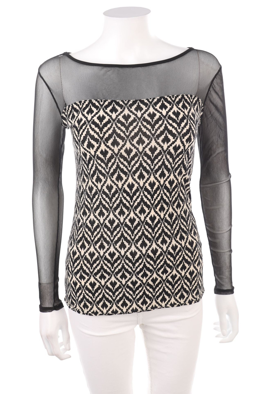 AMISU - Longsleeve-Shirt with Mesh Insert - S