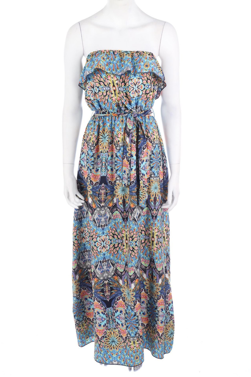 No Label - Print-Maxi Dress with Volants - D 36