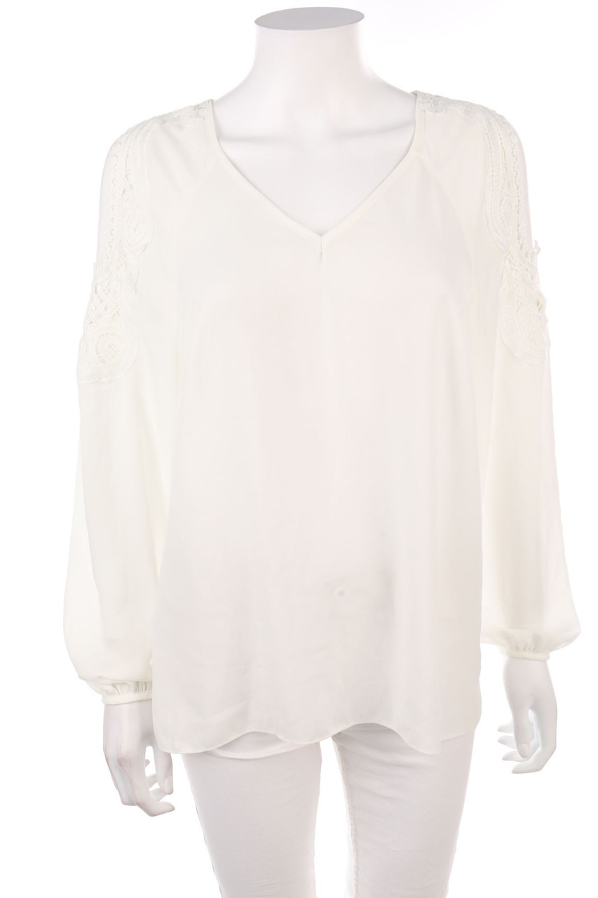 No Label - Cold-Shoulder-Blouse with Lace - D 36-38