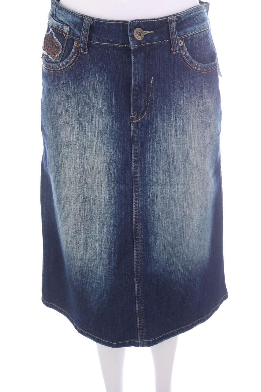 No Label - Midi Denim Skirt - L