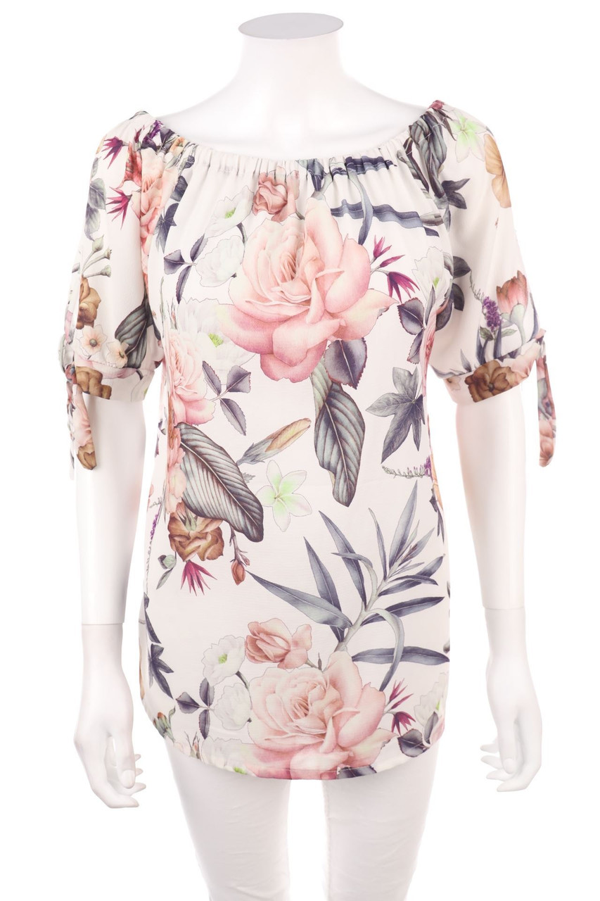 No Label - Off-the-shoulder blouse with Flower Print - L