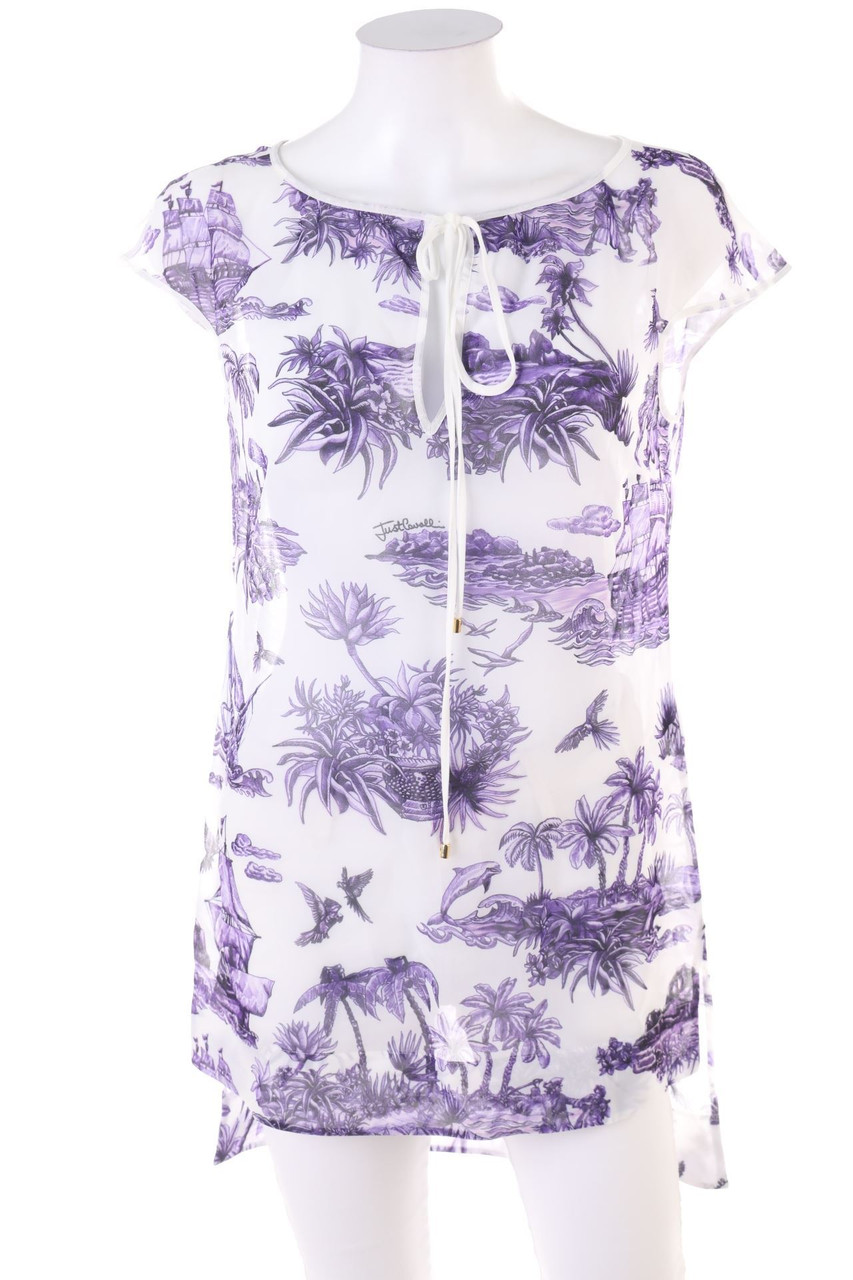 Just cavalli - Kurzarm-Bluse mit Print - D 42