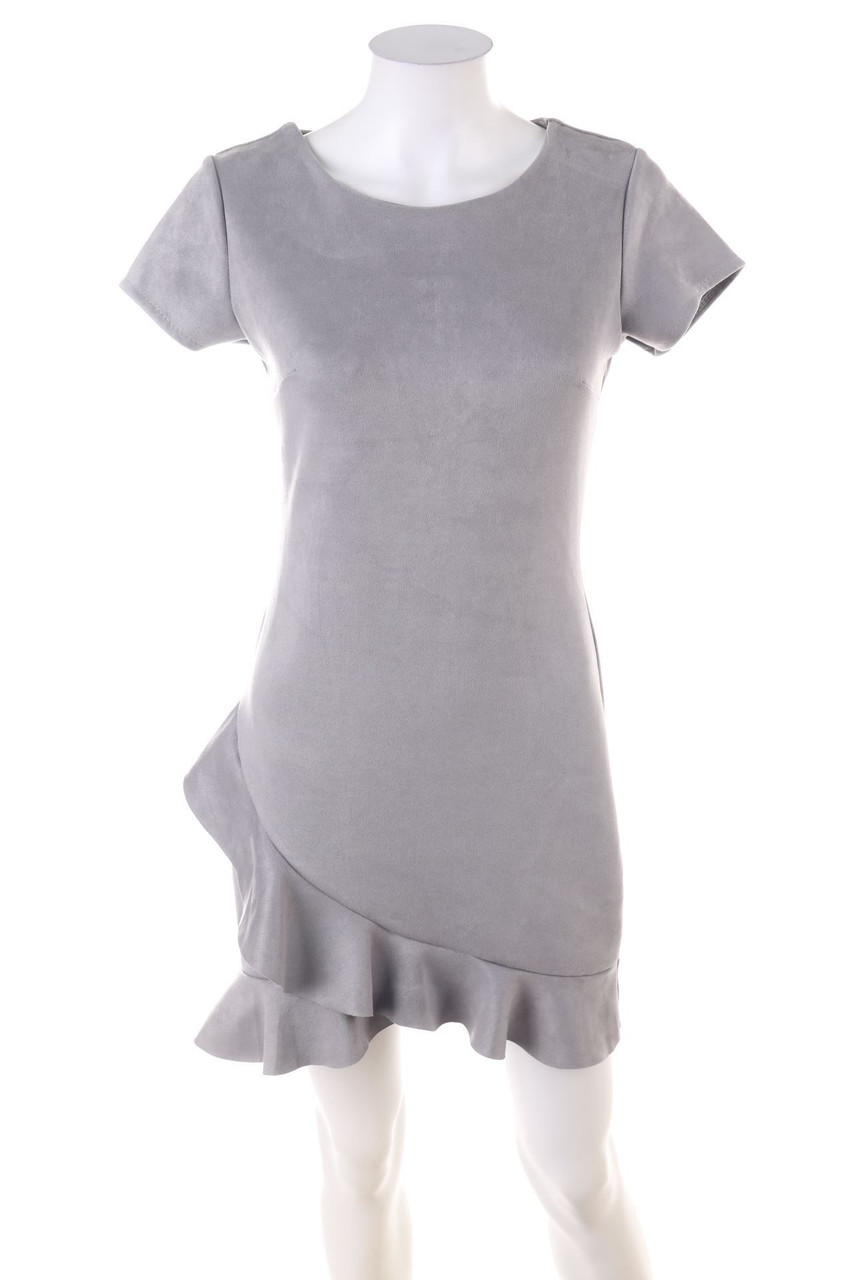 Ohne Label - Faux Leather-Kleid mit Volants - S