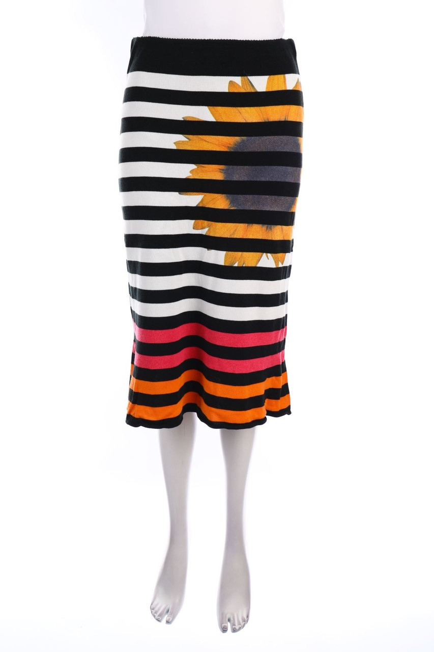 MARC CAIN - Streifen-Rock mit floralem Muster - D 36