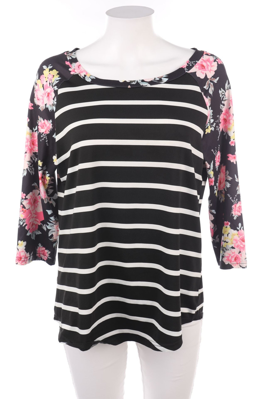 No Label - 3/4-Sleeve Shirt with Stripes - L