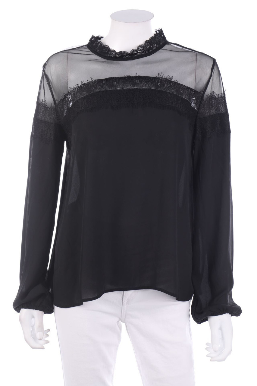 No Label - Blouse with Mesh Insert - L
