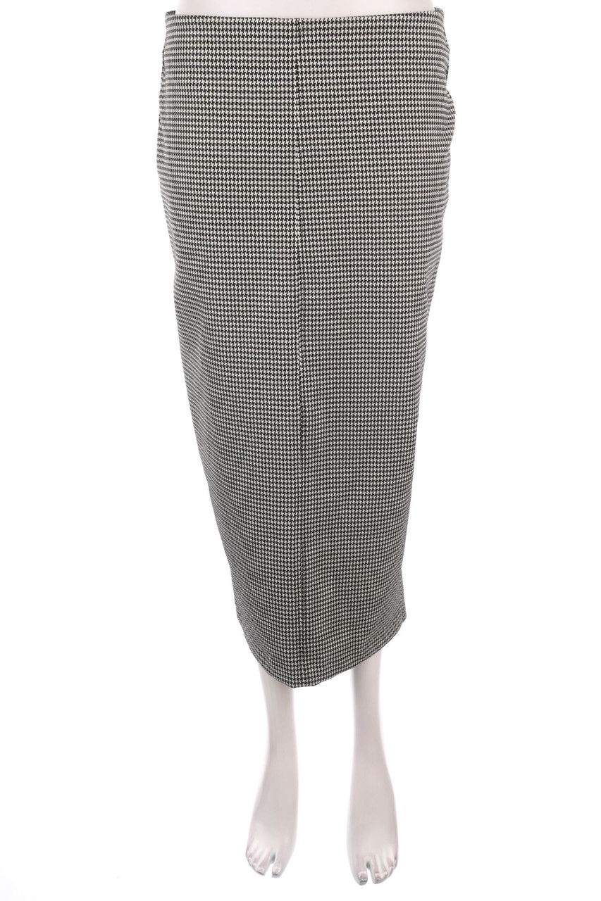 No Label - Midi Skirt with Houndstooth Pattern - L