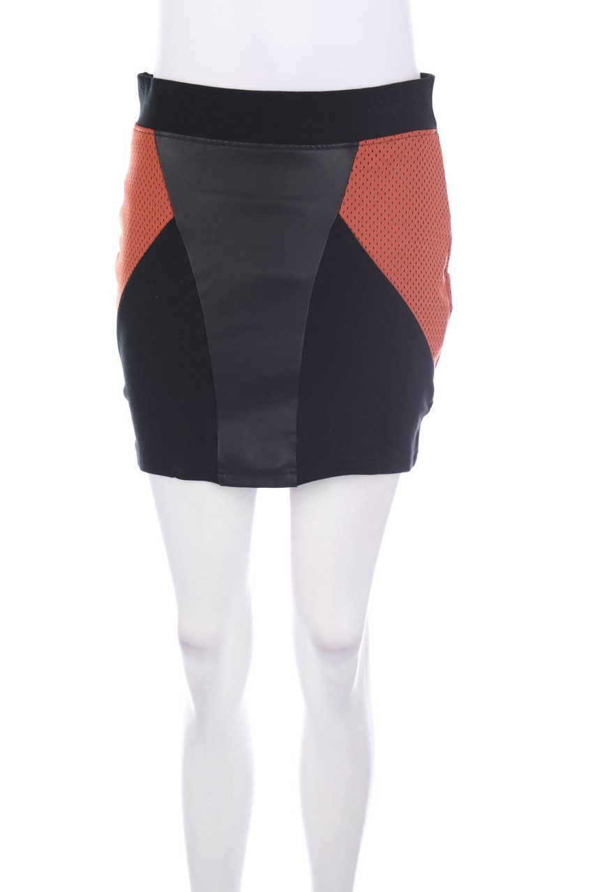 RAINBOW - Skirt with Faux Leather Details - D 36-38