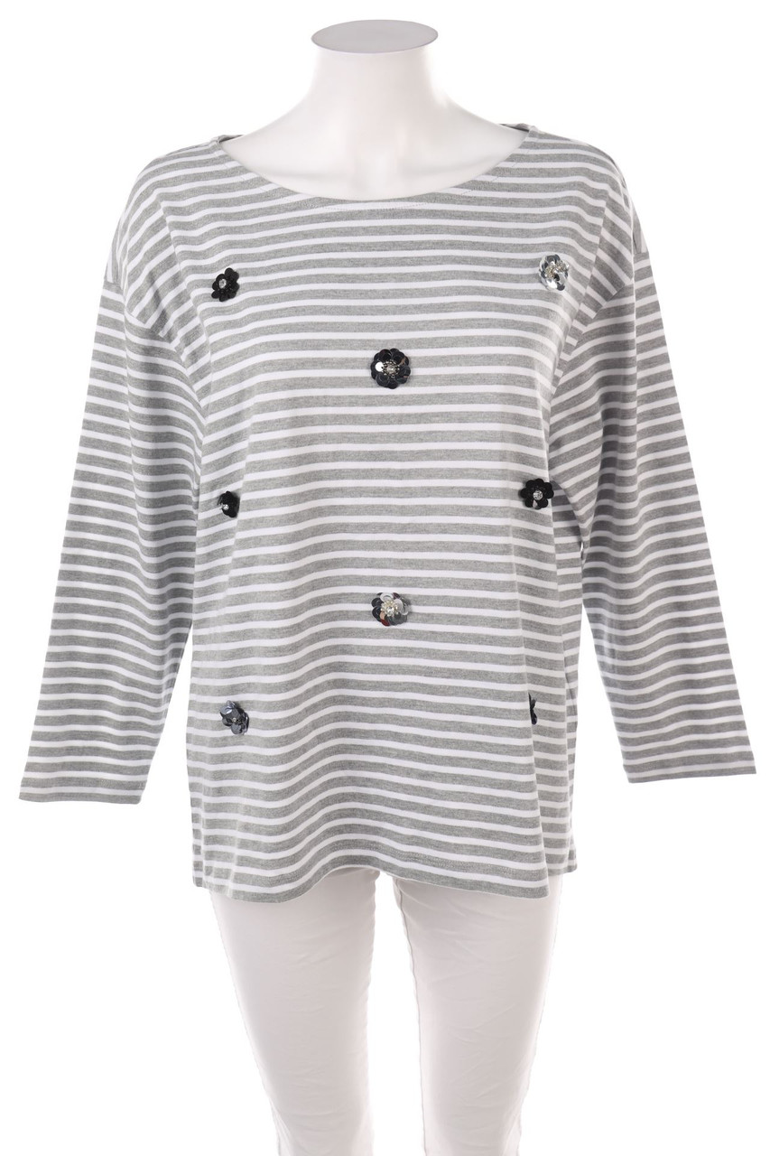 BONITA - Longsleeve-Shirt with Stripes with Rhinestones - L