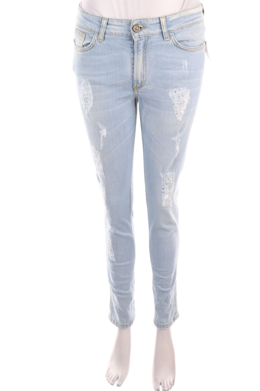 DEAN JUSTER - Distressed Skinny-Jeans mit Strass-Steinen - W31