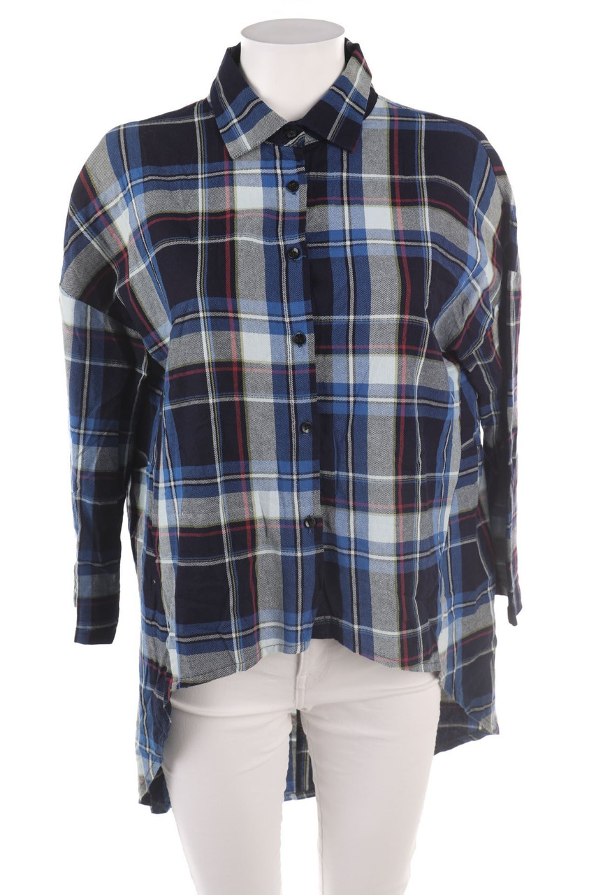 No Label - Checked Shirt Blouse with Asymmetrical Cut - D 44