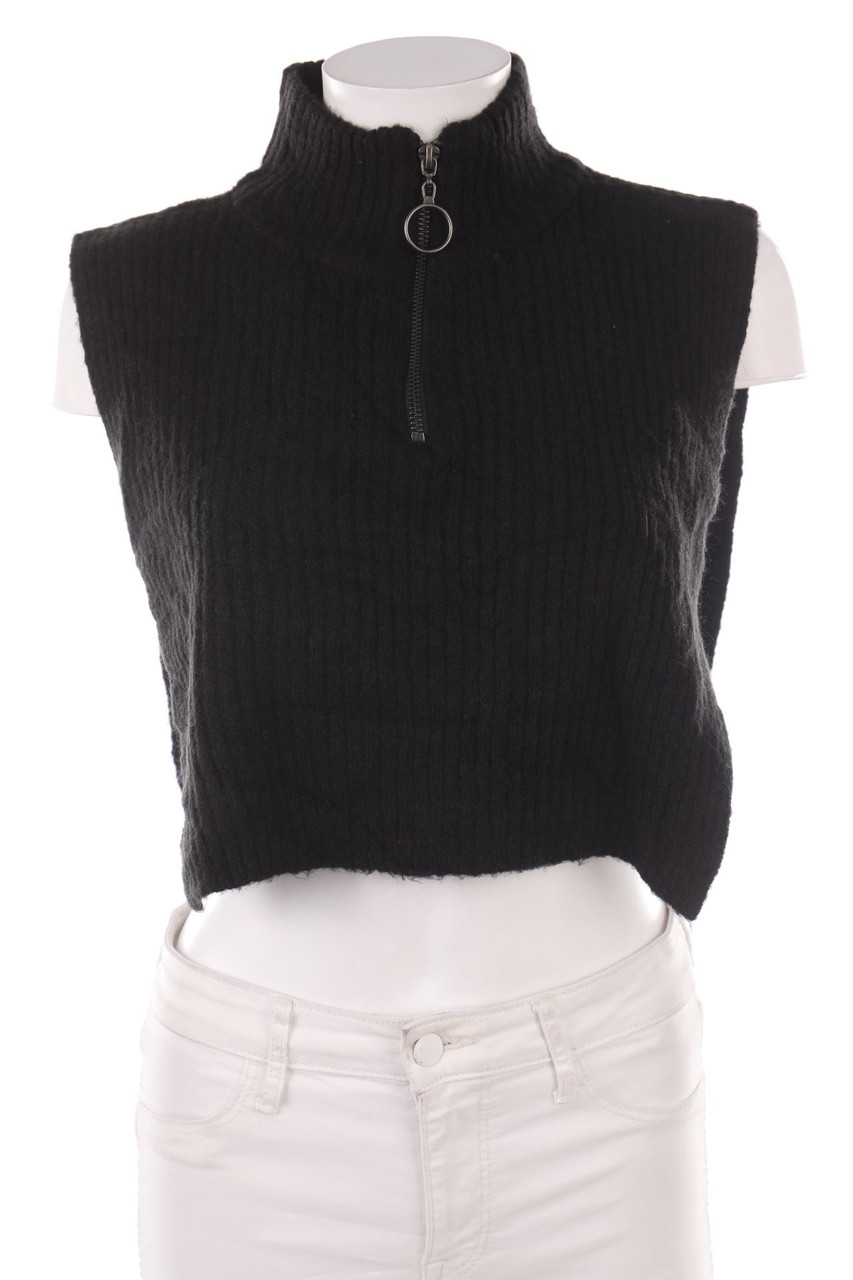 b.young - Cropped-Strick-Top mit Zipper - ONE SIZE