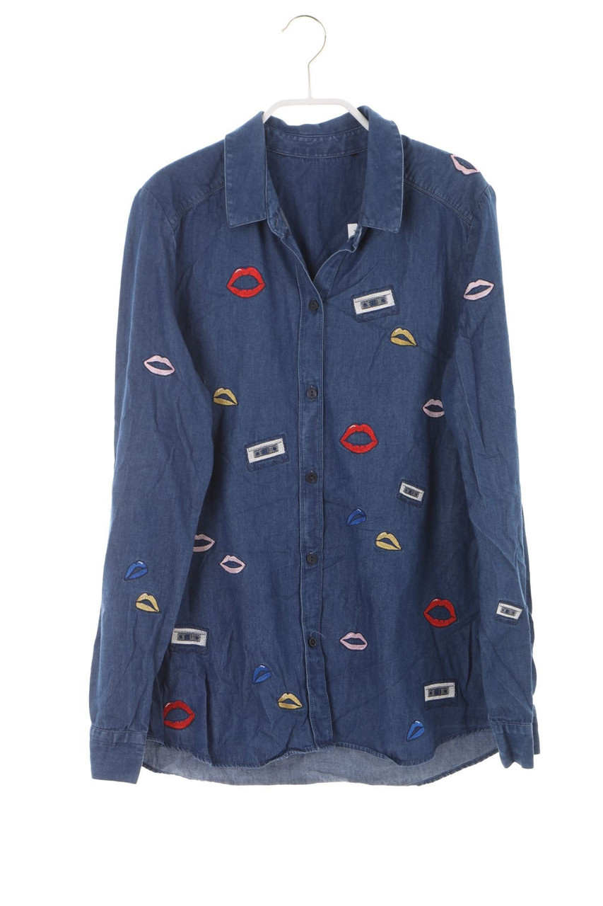 ZARA - Jeans-Bluse mit Stickereien - XS