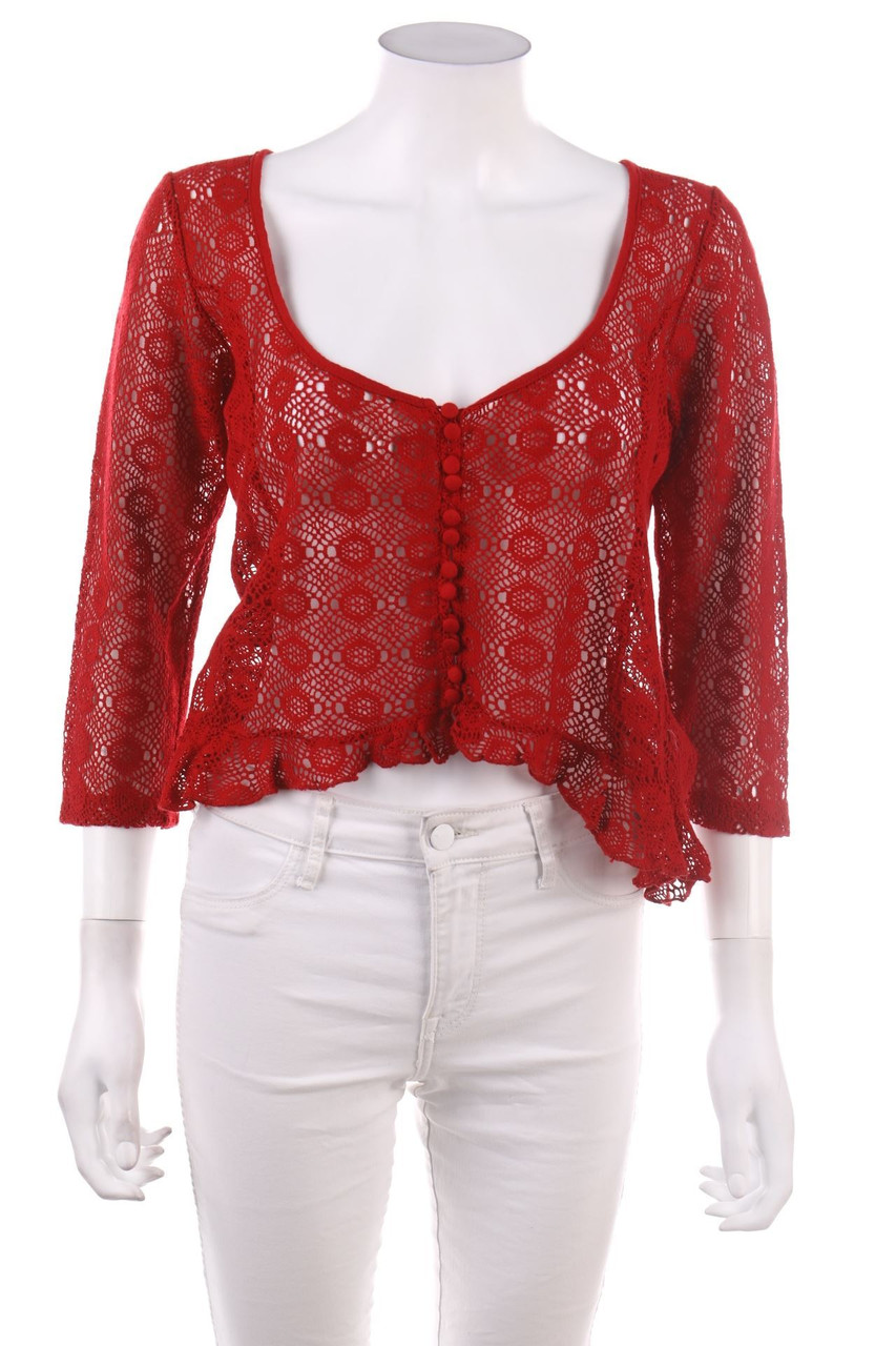 per una - 3/4-Sleeve Shirt, Lace with Frills - D 40