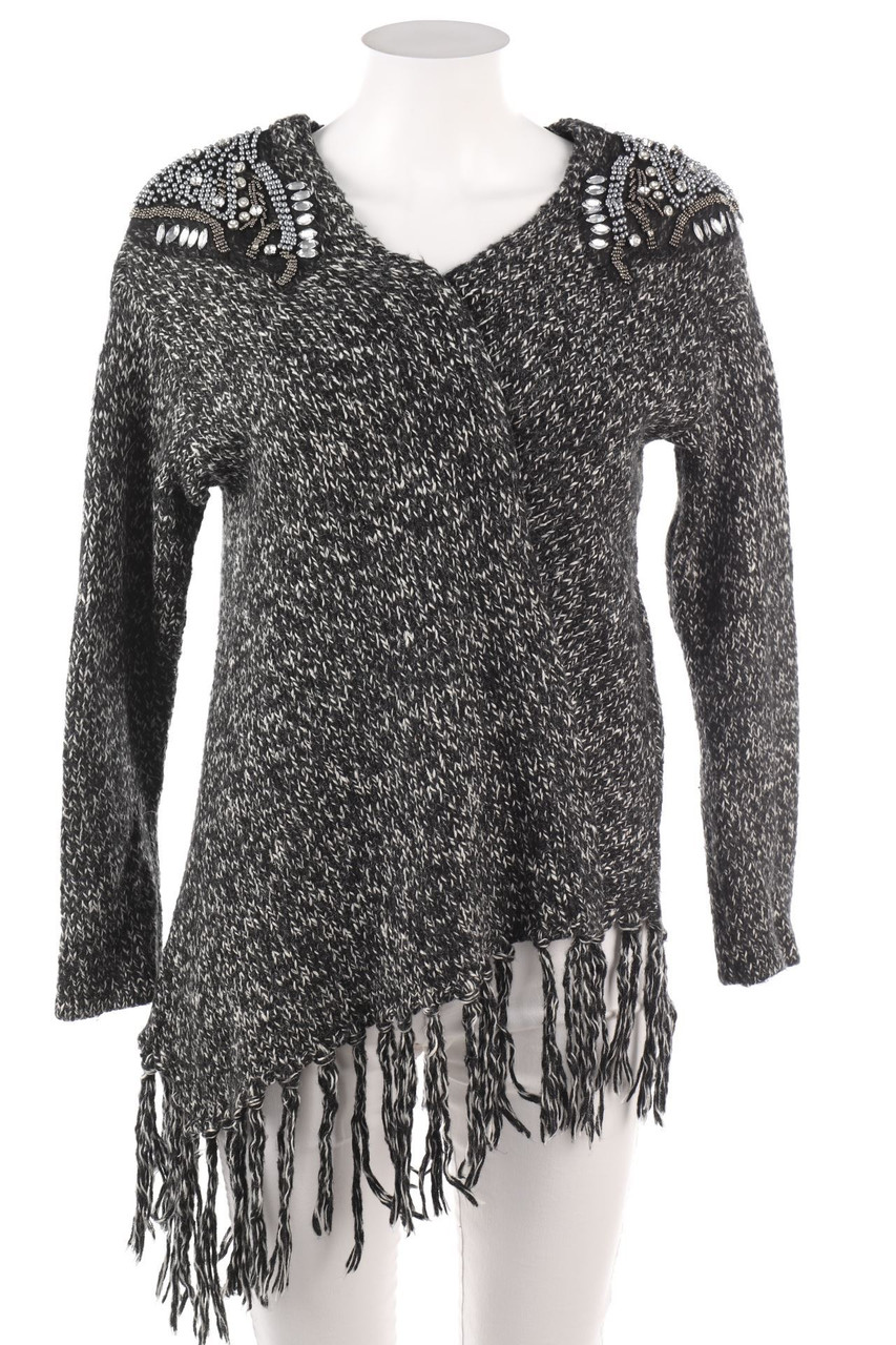 Ohne Label - Strick-Pullover mit Schmuckstein-Applikation - M