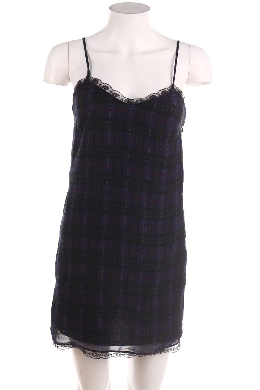 ZARA - Karo-Minikleid mit Spitze - XS