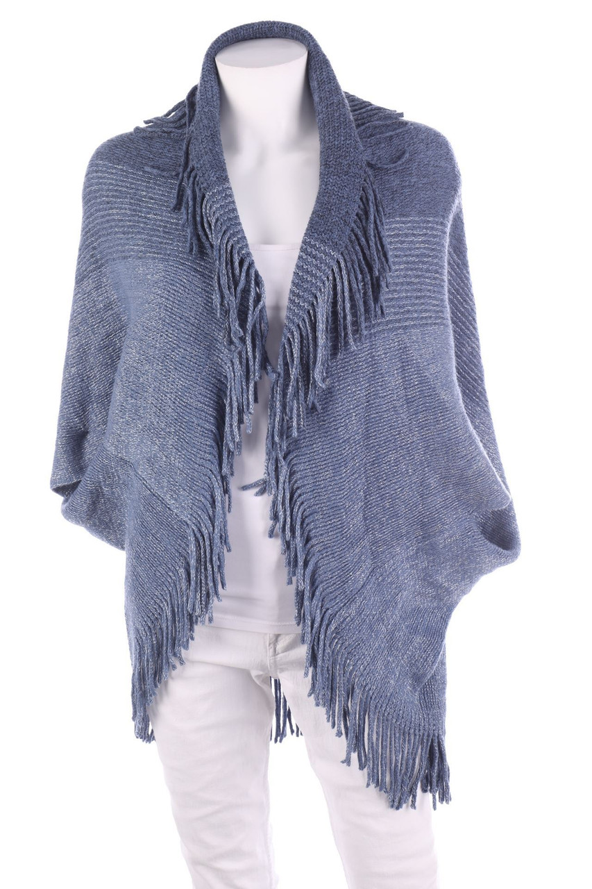 Ohne Label - Glitzer-Strickweste mit Fransen - ONE SIZE