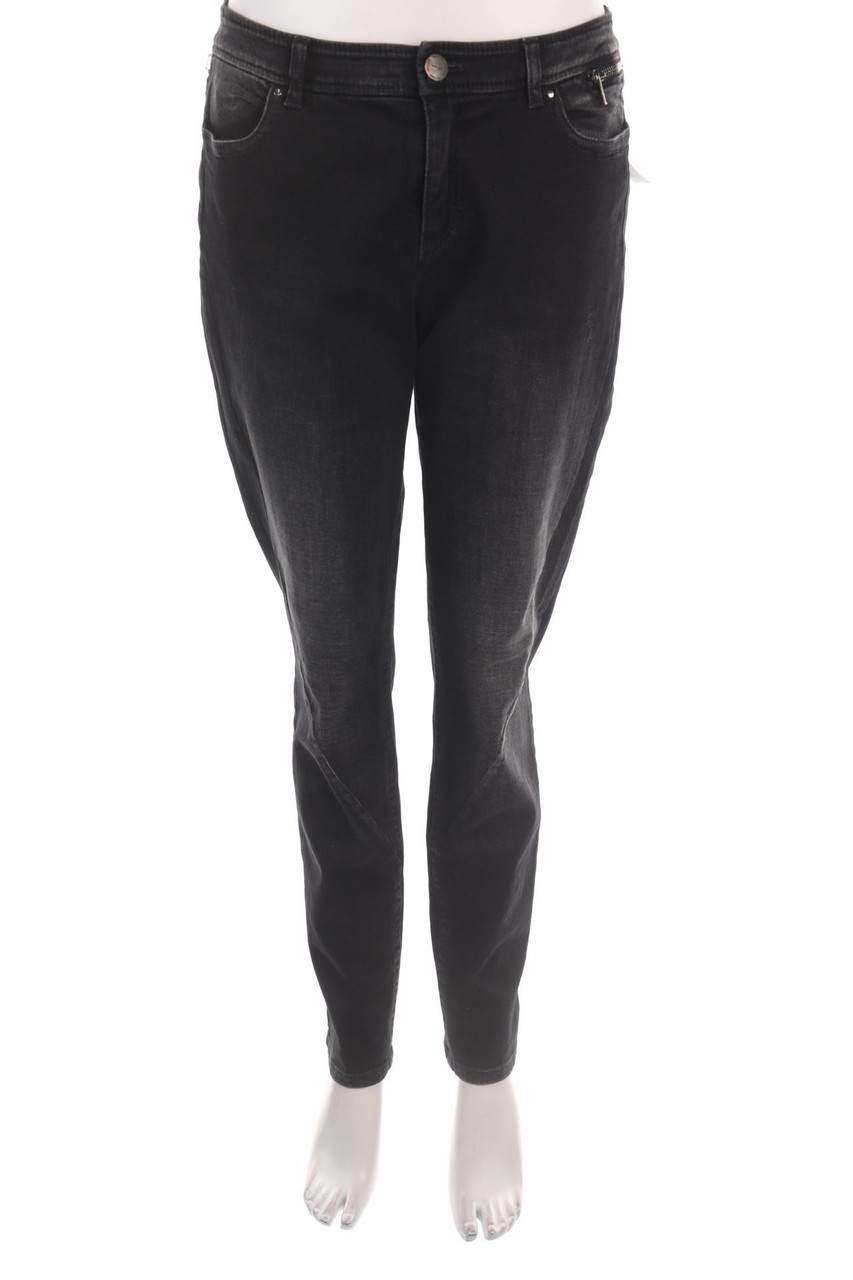 MARC CAIN SPORTS - Used Look Skinny-Jeans mit Leder-Details - D 42