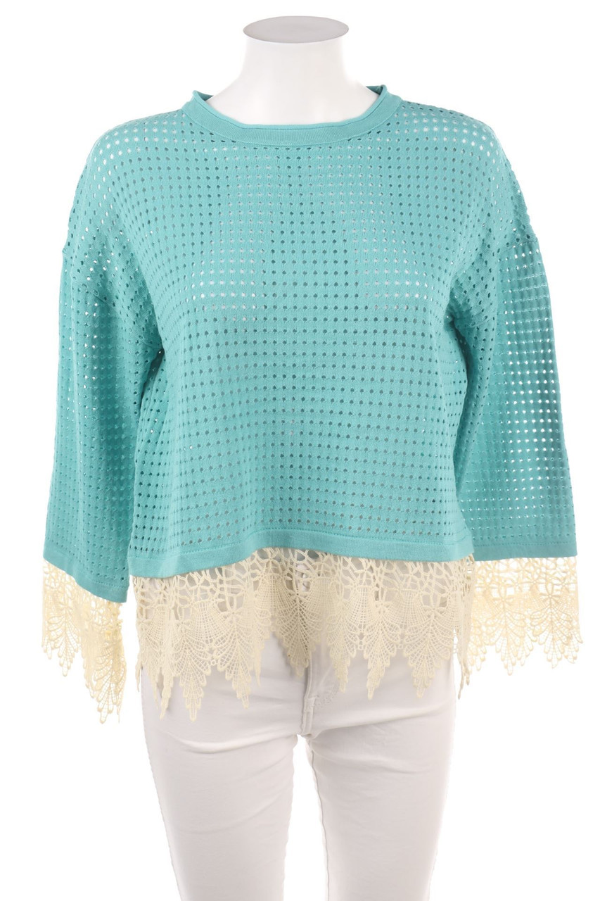 No Label - Longsleeve-Shirt, Layer Look with Lace - D 42