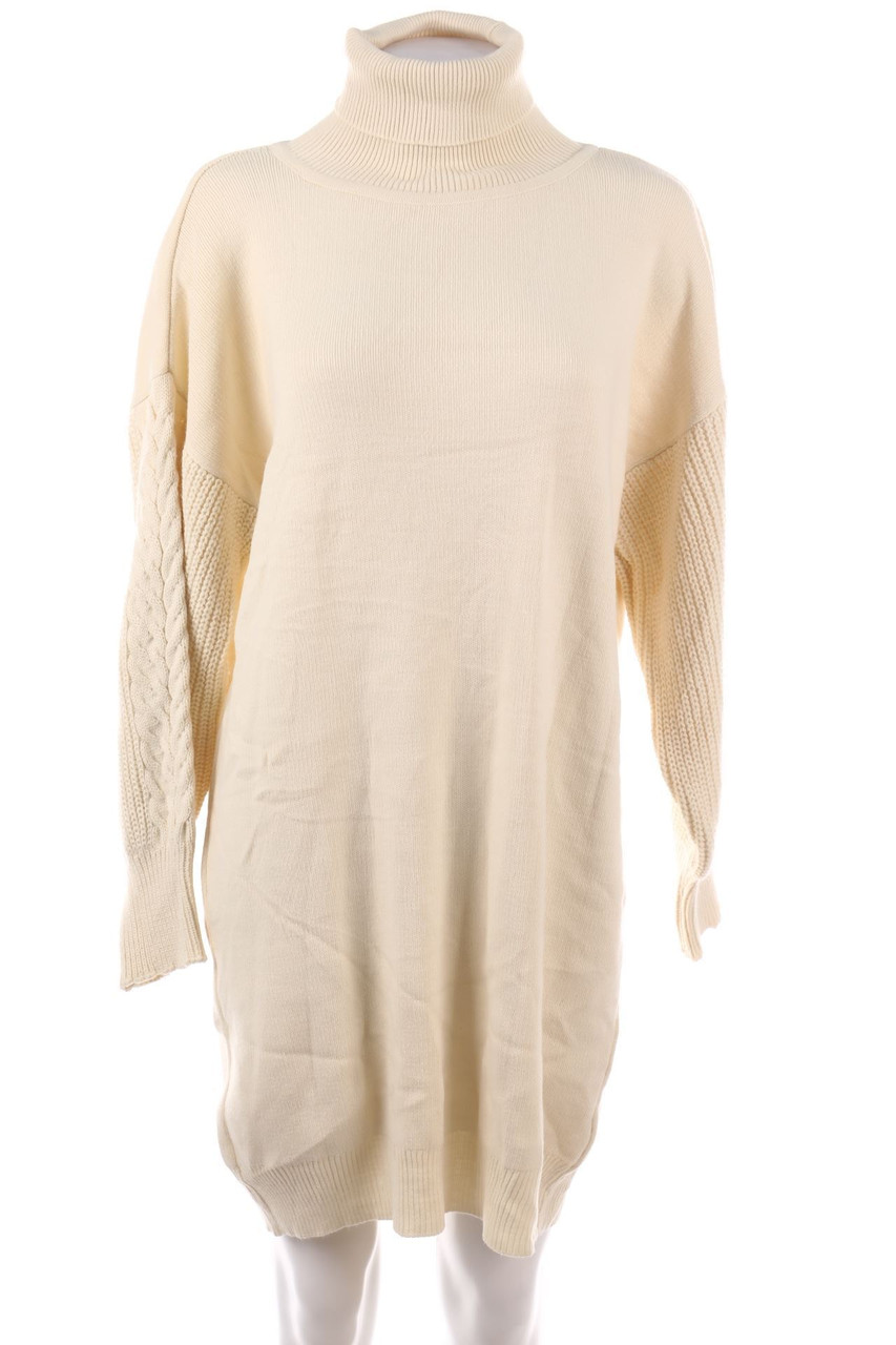 NATURAL - Knit Dress with Crewneck - XL