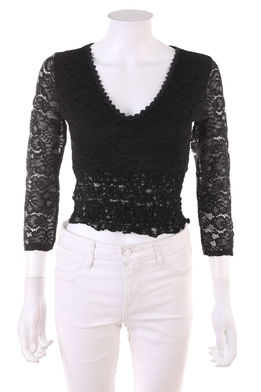 No Label - Cropped-Shirt, Lace - D 36