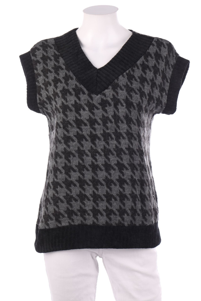 TODAY - Sweater Vest with Houndstooth Pattern - S