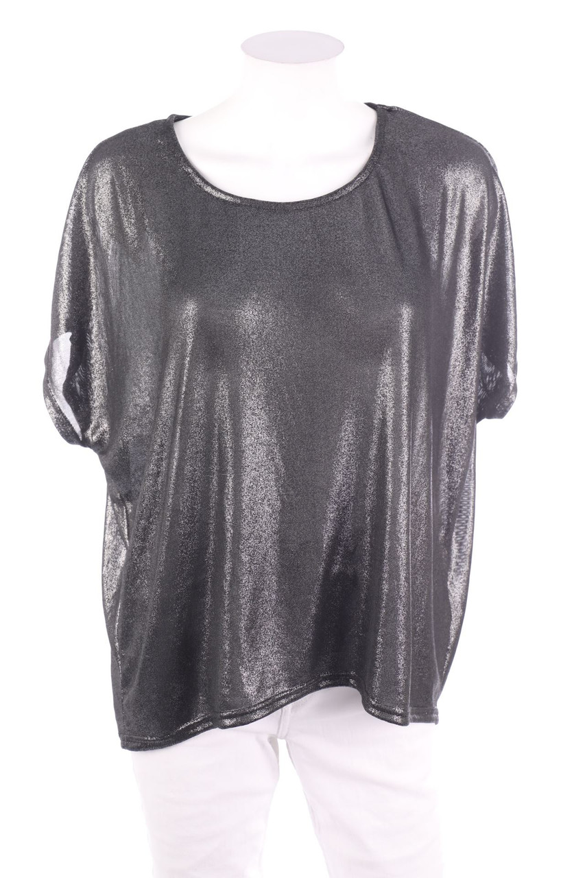 Janina - Kurzarm-Shirt mit Metallic-Effekt - L