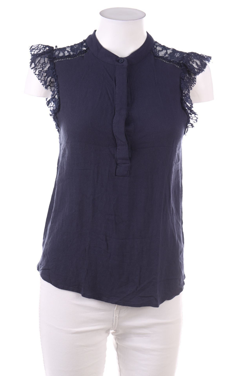 No Label - Shortsleeve Blouse with Lace Insert - XS