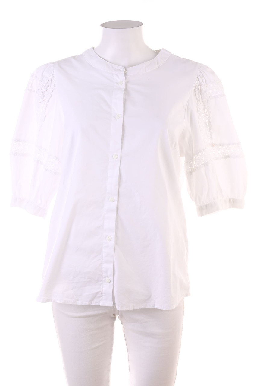 MOSS COPENHAGEN - Blouse with 3/4 Sleeve with Crochet Knit Details - L