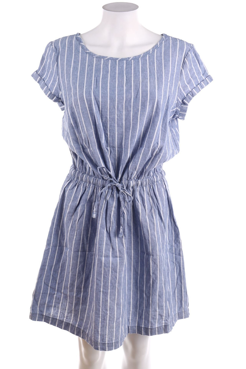 SECONDHAND - Streifen-Kleid aus Leinen-Mix - M