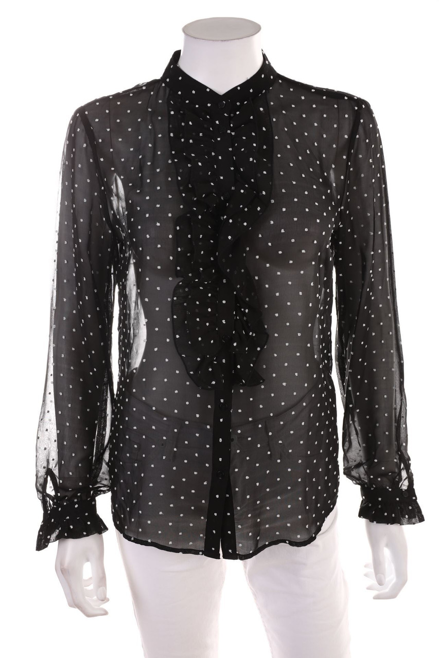 orsay - Rüschen-Bluse mit Pünktchen - D 40