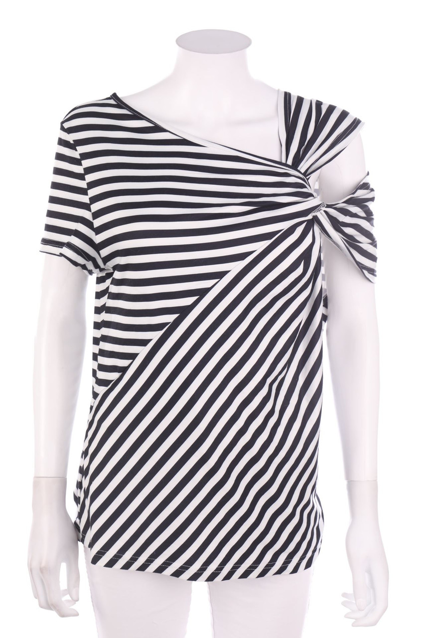 SHEIN - Stripe Shortsleeve-Shirt with Draping - XL