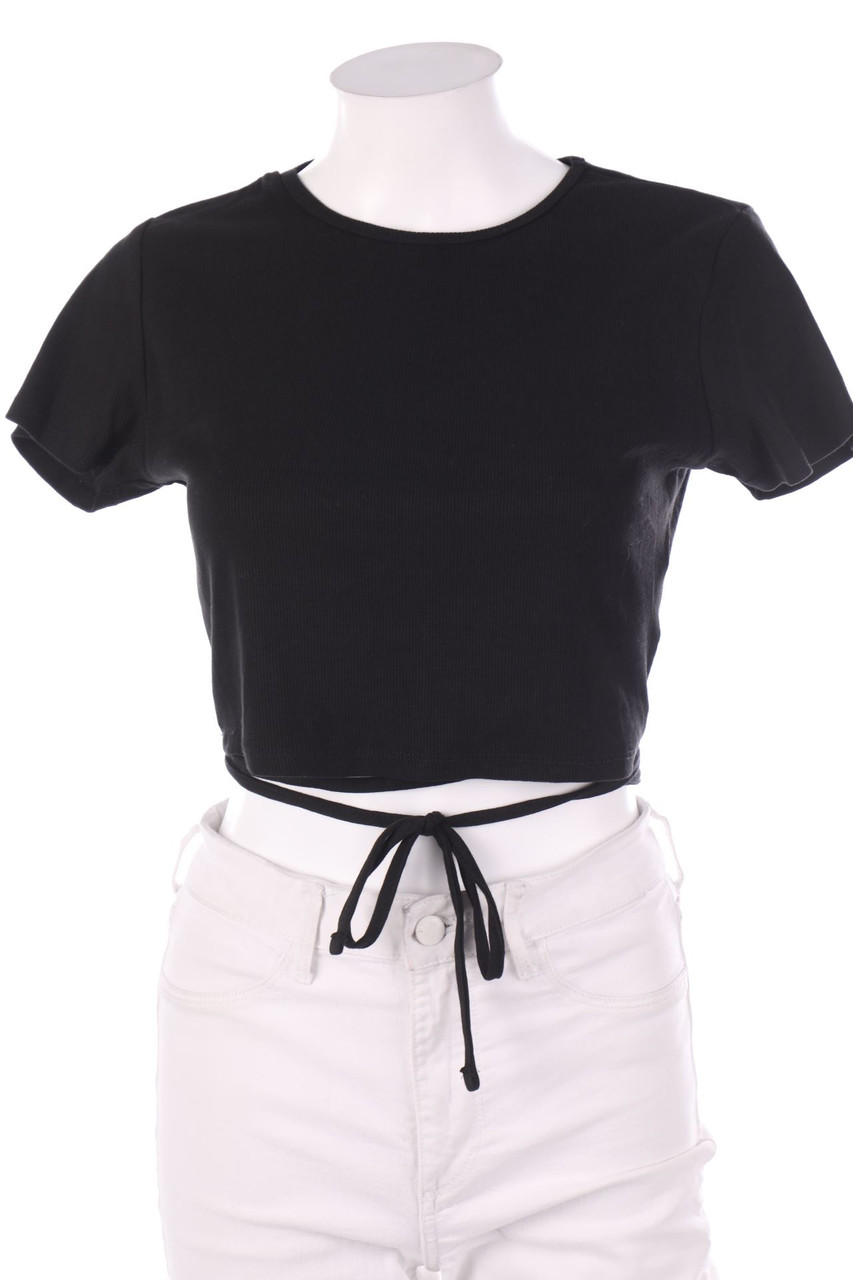 page one - Cropped-Kurzarm-Shirt mit Schnürung - M