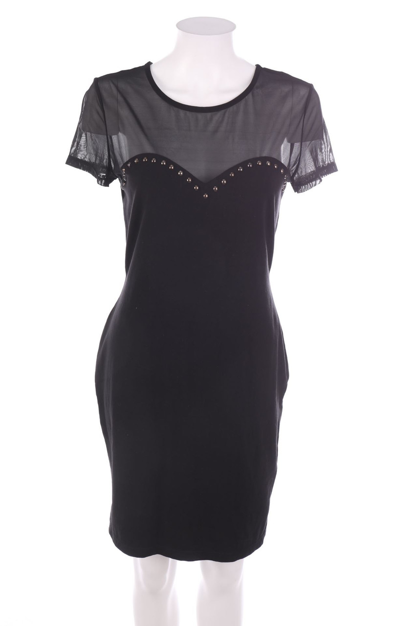 Ohne Label - Kleid mit Mesh-Einsatz - D 36