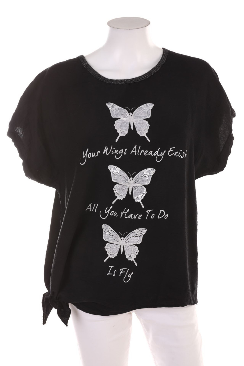 No Label - Statement-Shortsleeve Blouse with Asymmetrical Cut - D 46