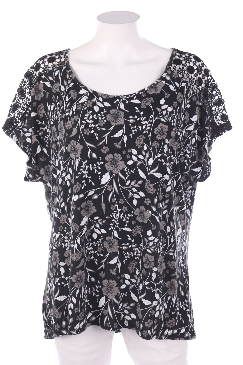 Laura Torelli - Shortsleeve-Shirt with Flower Print - L