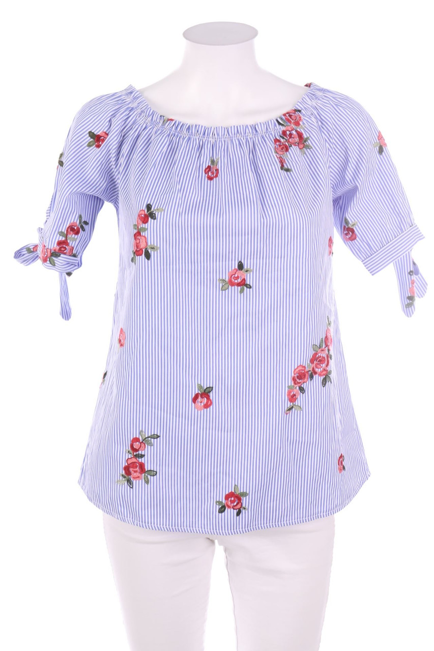 No Label - Stripe Off-the-shoulder blouse with Embroideries - D 38-40