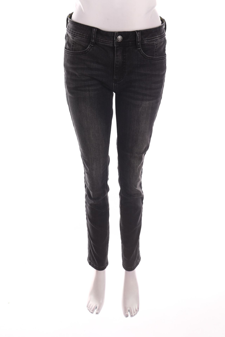 Street One - Used Look Skinny-Jeans mit Galonstreifen - W28
