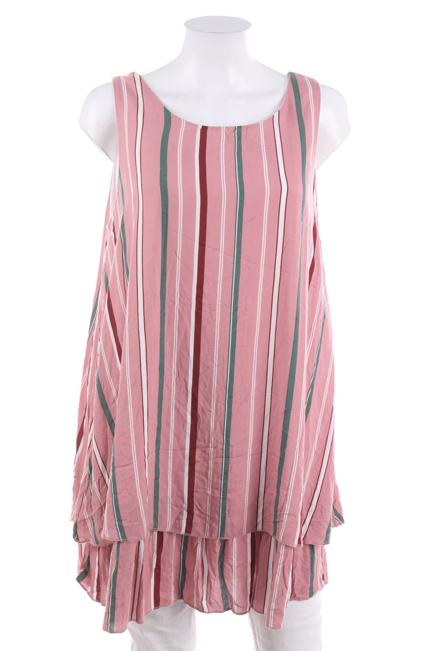 SECONDHAND - Blouse Top, Layer Look with Stripes - D 44