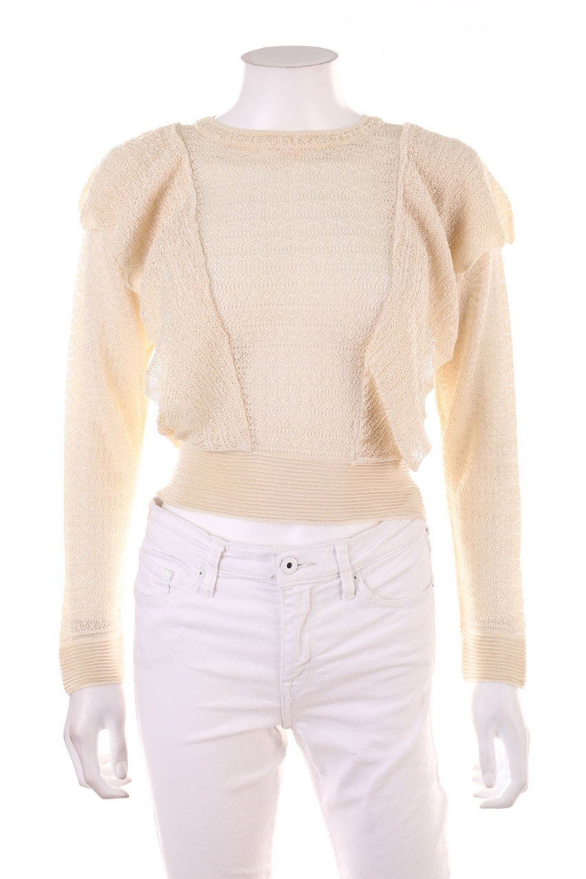 ZARA - Häkel-Strick-Pullover mit Volants - M