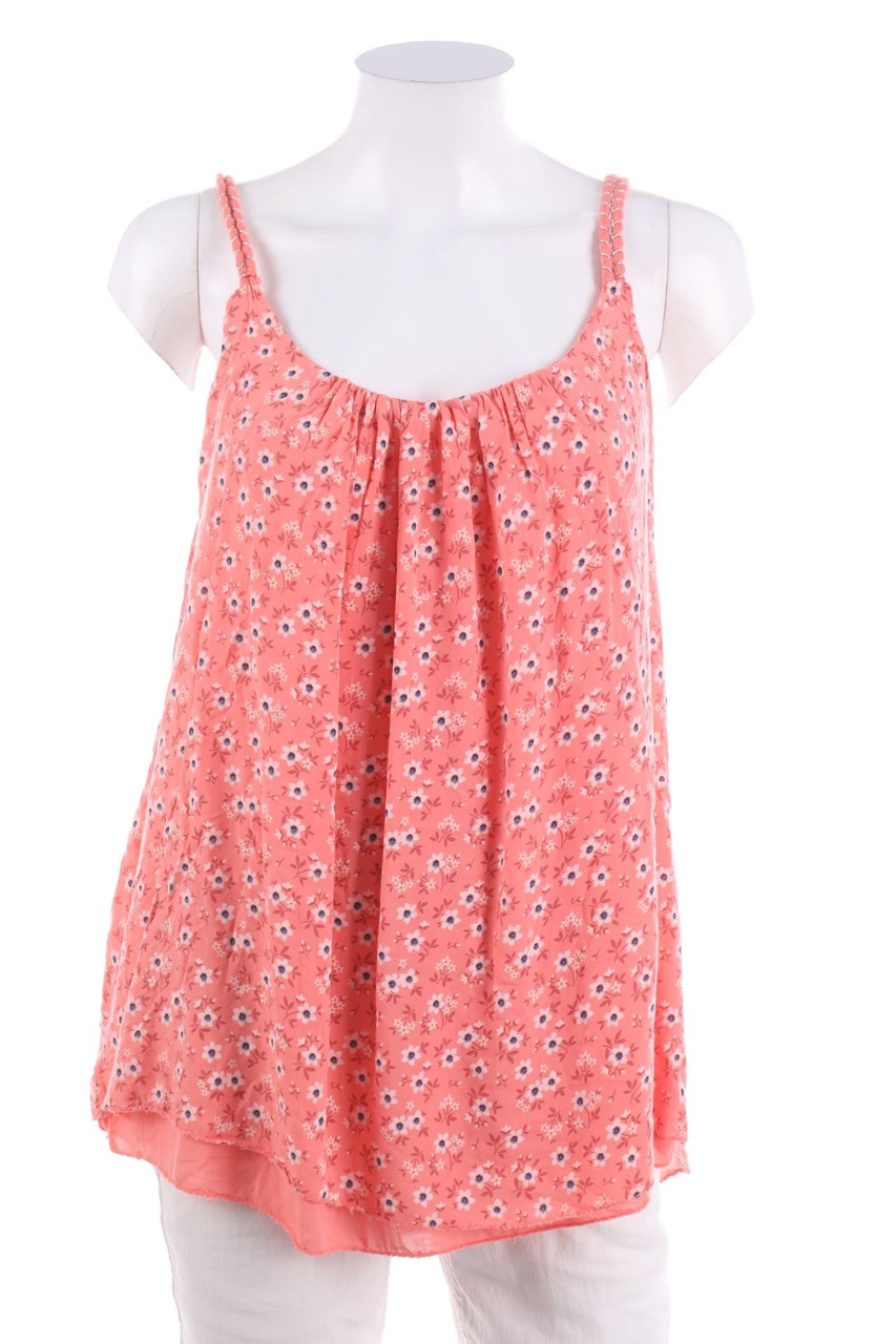 No Label - Blouse Top, Layer Look with Flower Print - D 44